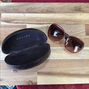 Celine Red Gloss Sunglasses W/ Case